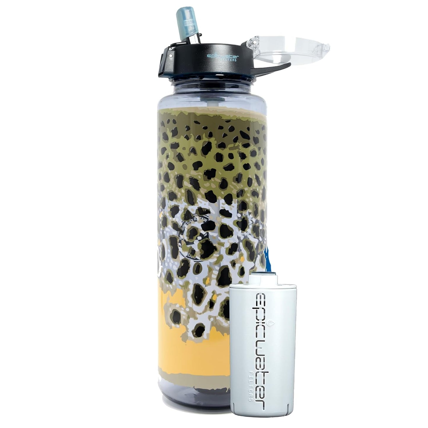 Nalgene OG Water Bottle with Filter, USA Made, BPA Free, Removes 99.99% Tap Water Contaminants, Forever Chemicals, Smoke Grey, 32 Oz