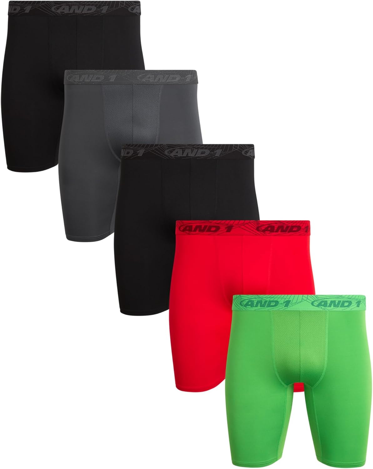 Mens Boxer Briefs - 5 Pack Performance Stretch Mens Underwear Long Leg Boxers for Men with Contour Pouch (Sizes: S-3XL)