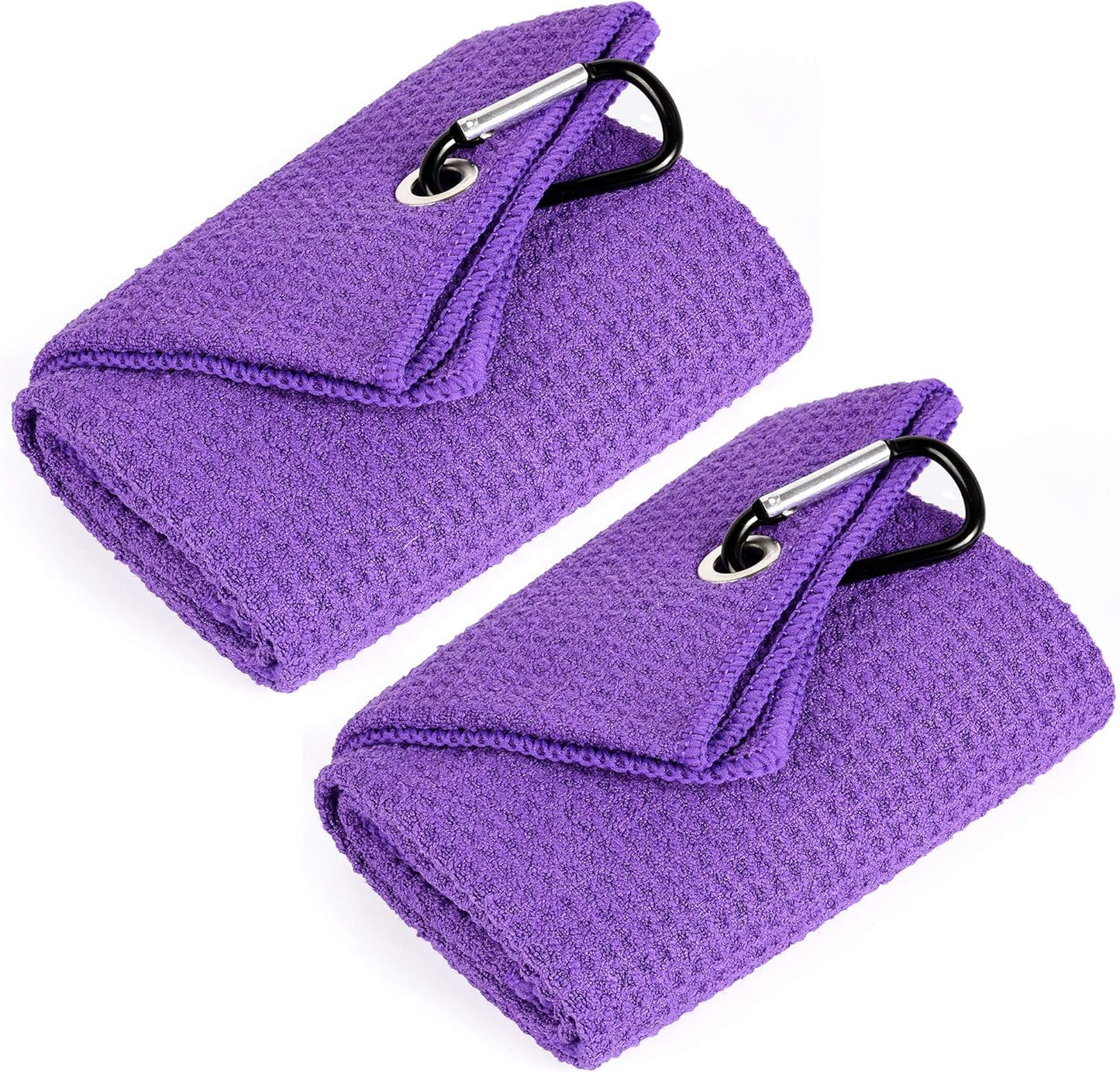 Tri-Fold Golf Towel | Premium Microfiber Fabric | Waffle Pattern | with Heavy Duty Carabiner Clip | Golf Towel for Men and Women (Dark Graygolf Towel)