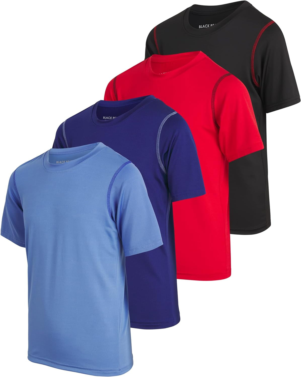 Boys Youth Dry Fit T-Shirt Set - 4 Pack of Performance Short Sleeve Active Tees for Ages 4-18 in Vibrant Colors