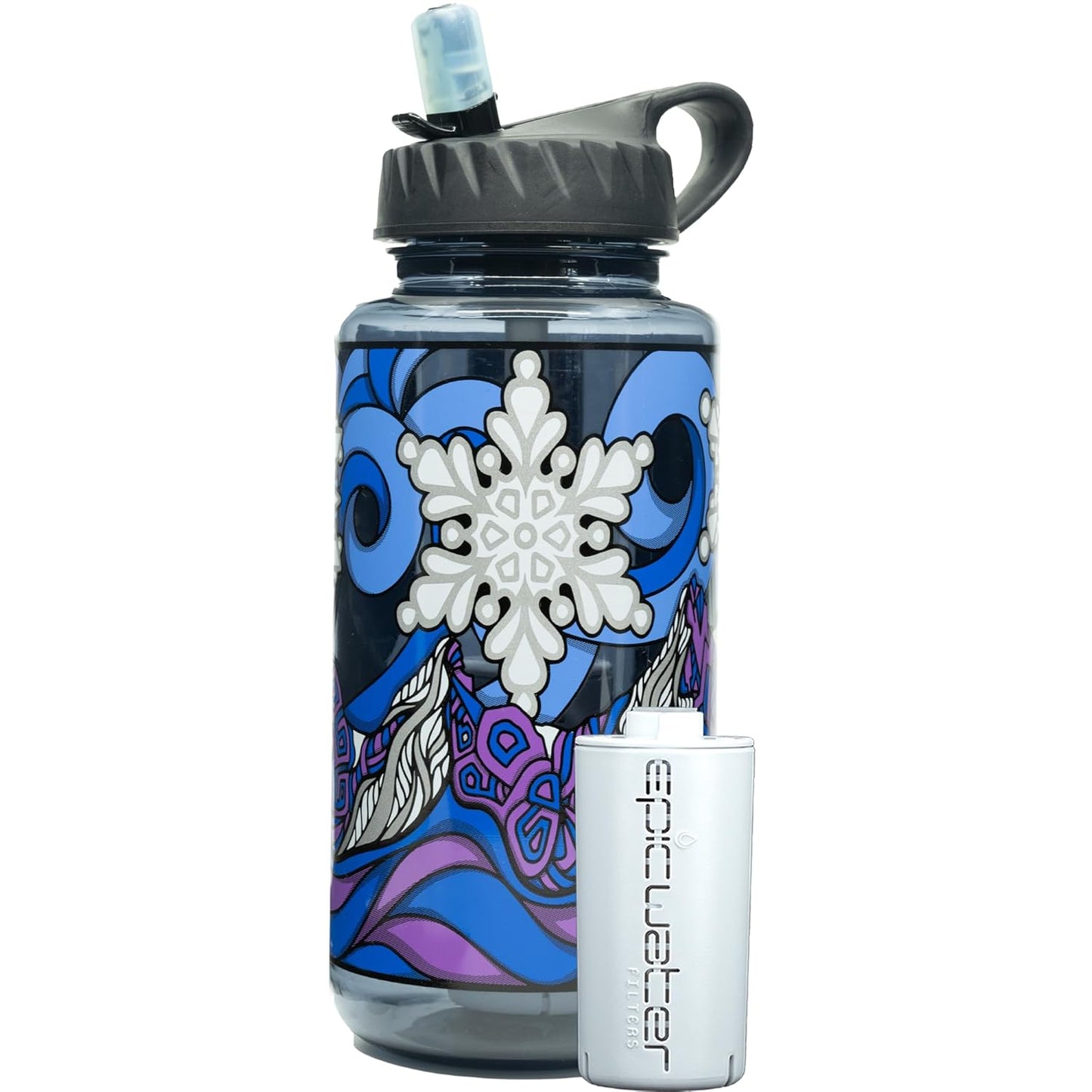 Nalgene OG Water Bottle with Filter, USA Made, BPA Free, Removes 99.99% Tap Water Contaminants, Forever Chemicals, Smoke Grey, 32 Oz