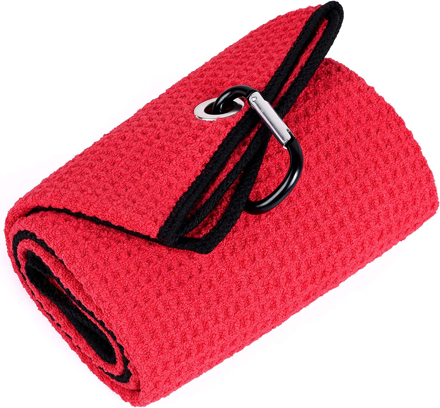 Tri-Fold Golf Towel | Premium Microfiber Fabric | Waffle Pattern | with Heavy Duty Carabiner Clip | Golf Towel for Men and Women (Dark Graygolf Towel)
