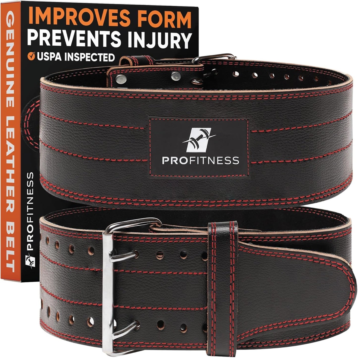 Weight Lifting Belt (5Mm Thick) - Leather Weight Belt for Men & Women - Back Support Squat Belt - Gym Belt for Weightlifting, Powerlifting & Deadlifts | Adjustable Weightlifting Belt