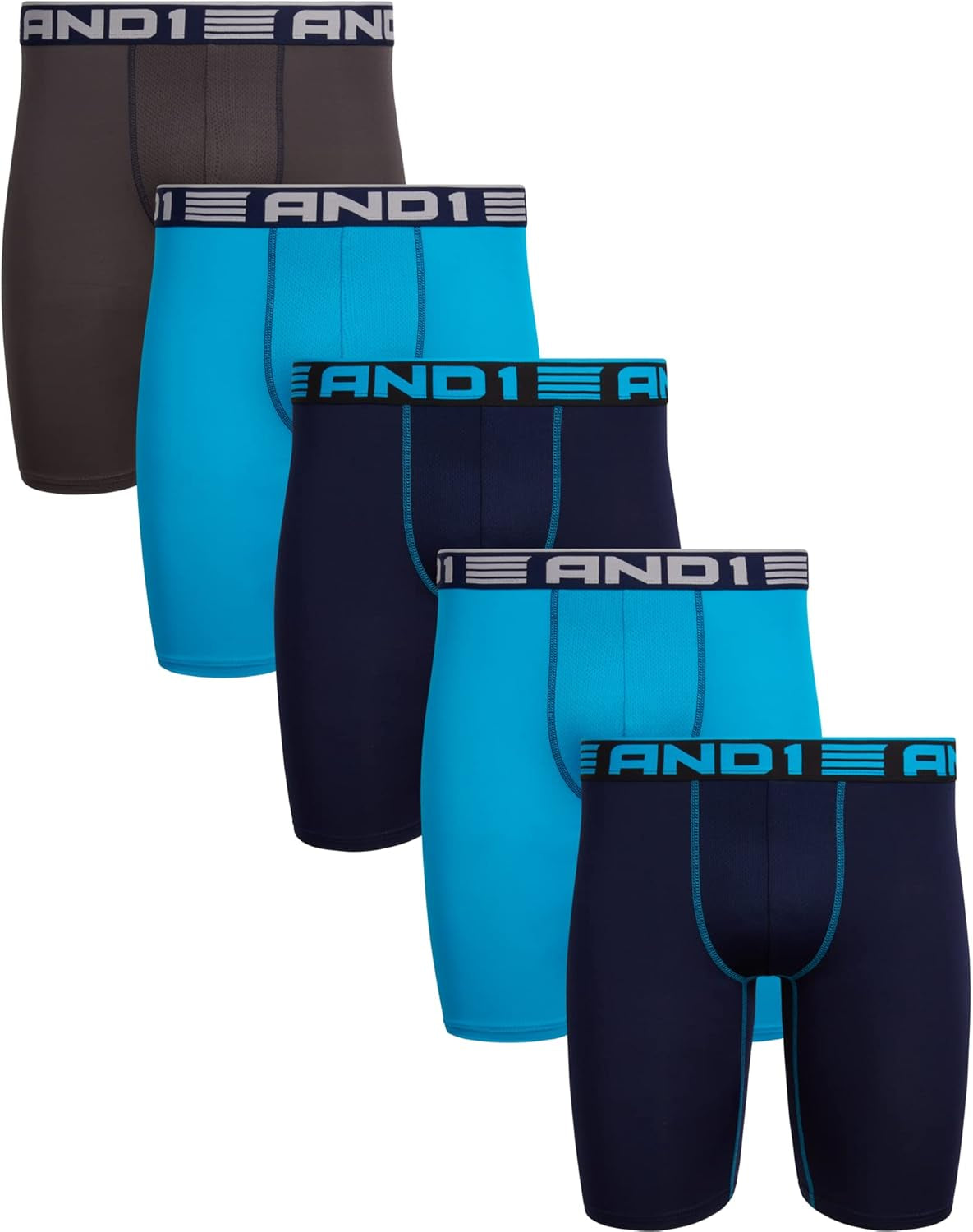 Mens Boxer Briefs - 5 Pack Performance Stretch Mens Underwear Long Leg Boxers for Men with Contour Pouch (Sizes: S-3XL)