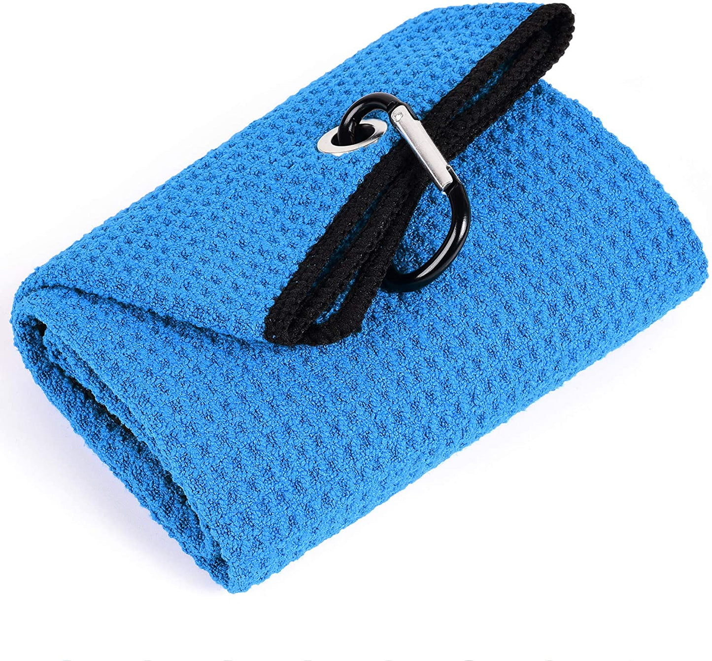 Tri-Fold Golf Towel | Premium Microfiber Fabric | Waffle Pattern | with Heavy Duty Carabiner Clip | Golf Towel for Men and Women (Dark Graygolf Towel)