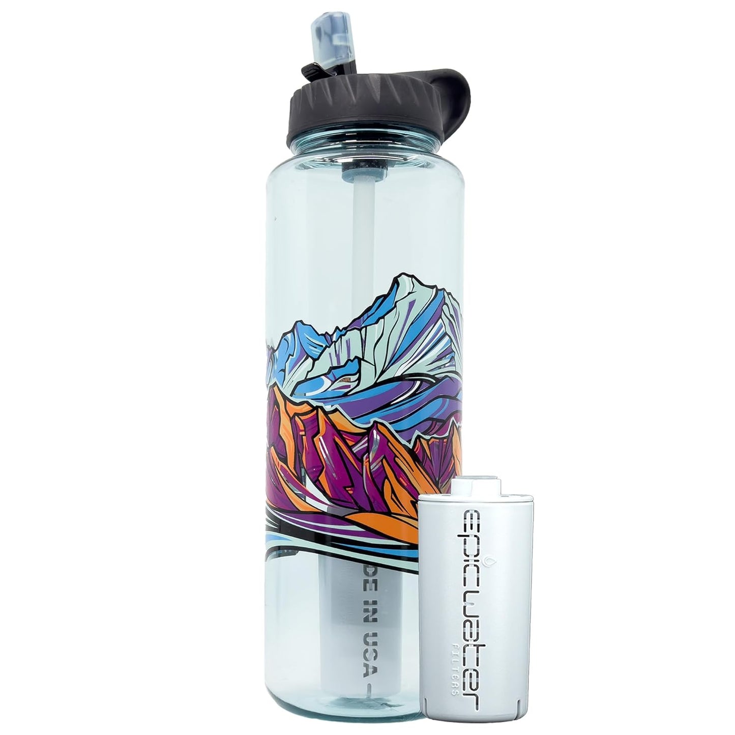 Nalgene OG Water Bottle with Filter, USA Made, BPA Free, Removes 99.99% Tap Water Contaminants, Forever Chemicals, Smoke Grey, 32 Oz