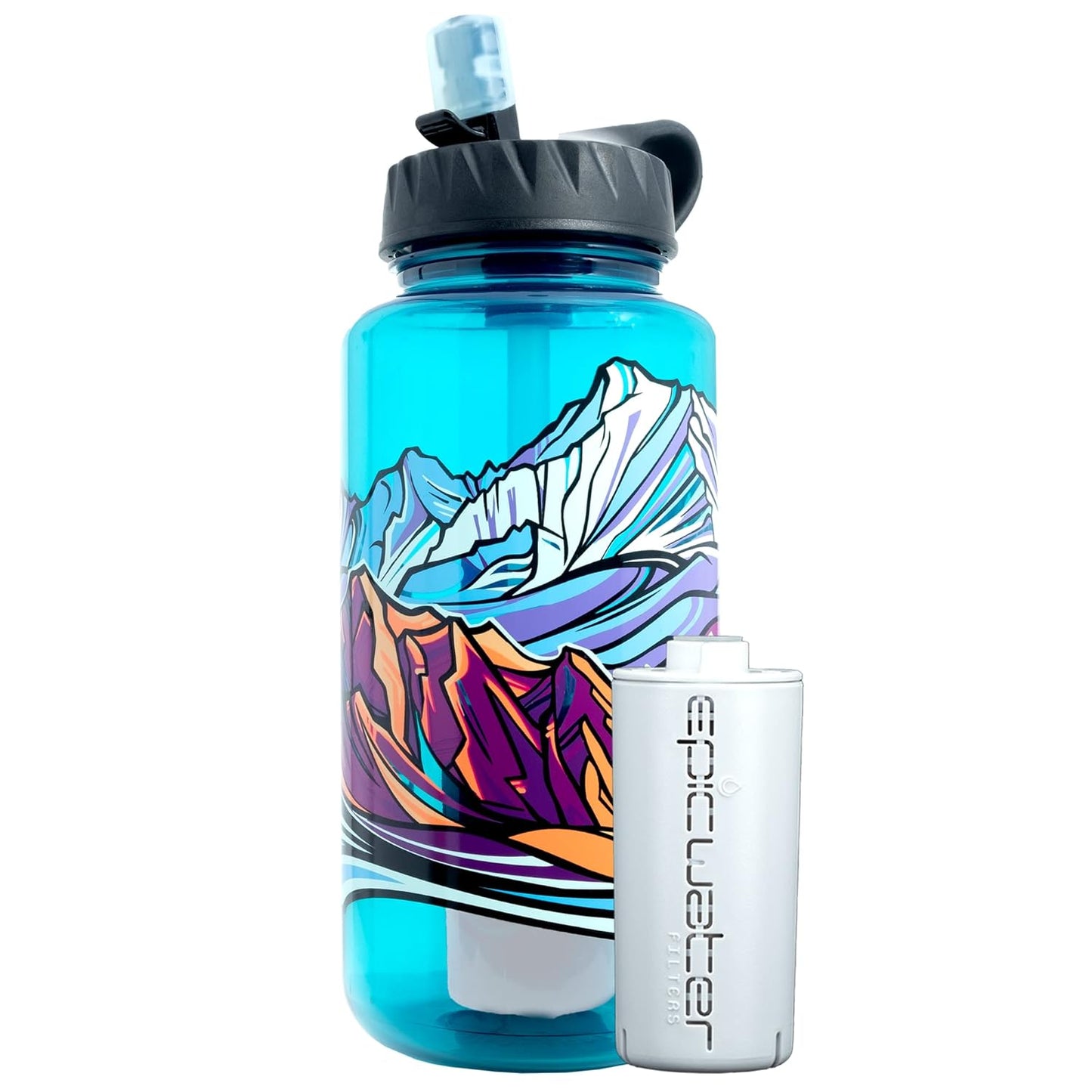 Nalgene OG Water Bottle with Filter, USA Made, BPA Free, Removes 99.99% Tap Water Contaminants, Forever Chemicals, Smoke Grey, 32 Oz
