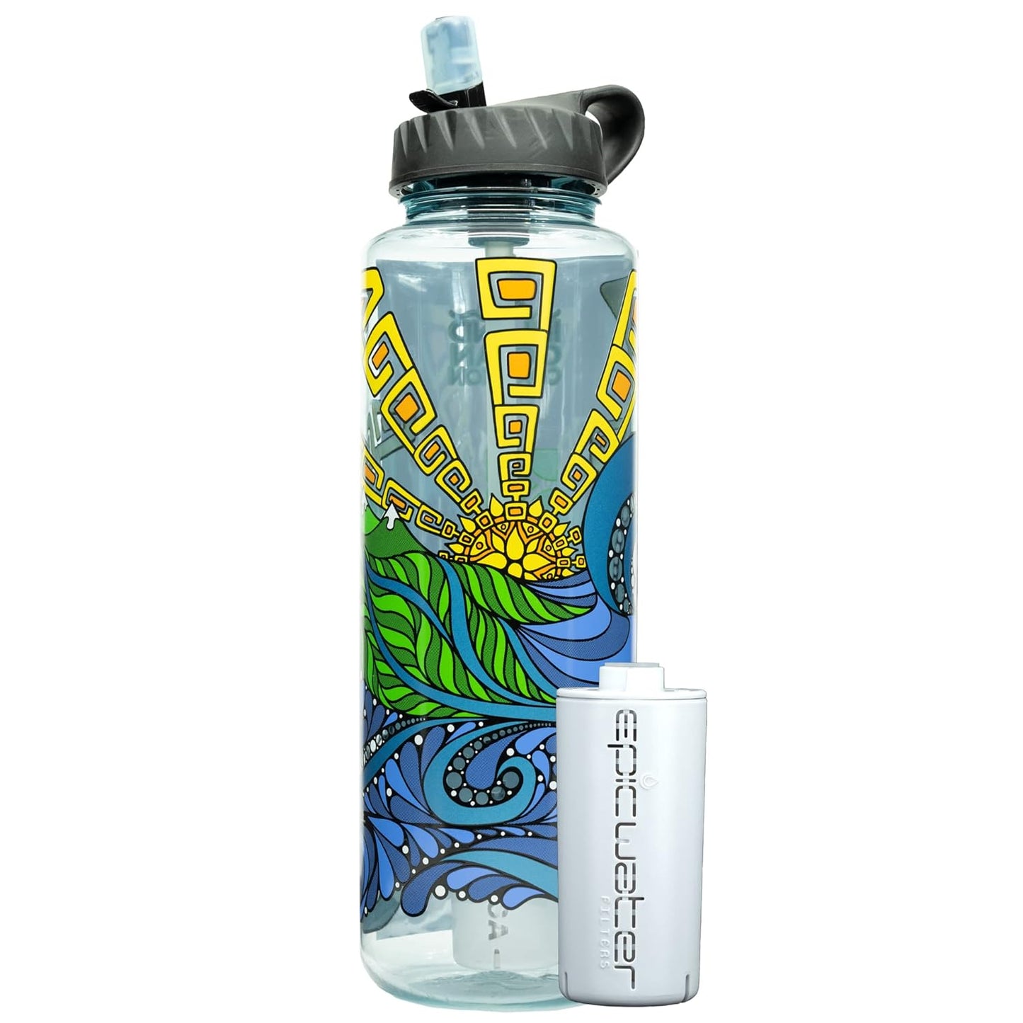 Nalgene OG Water Bottle with Filter, USA Made, BPA Free, Removes 99.99% Tap Water Contaminants, Forever Chemicals, Smoke Grey, 32 Oz