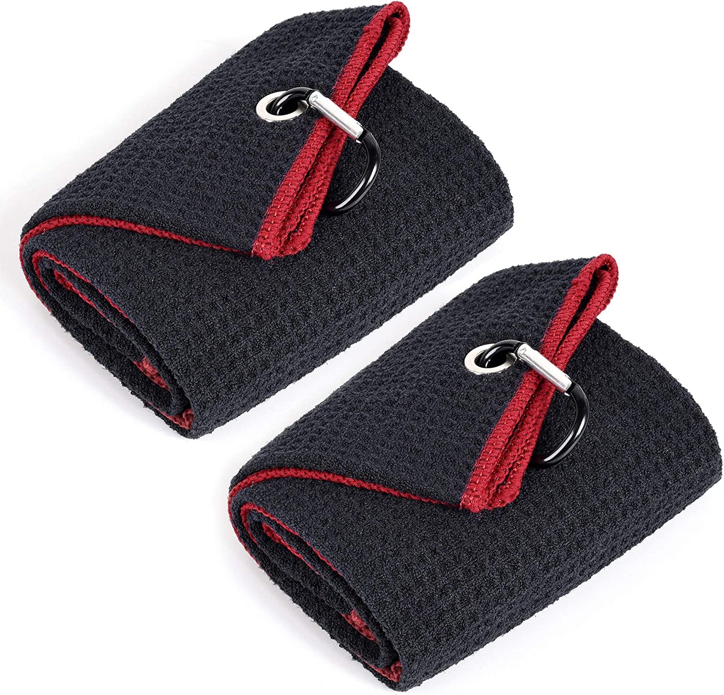 Tri-Fold Golf Towel | Premium Microfiber Fabric | Waffle Pattern | with Heavy Duty Carabiner Clip | Golf Towel for Men and Women (Dark Graygolf Towel)