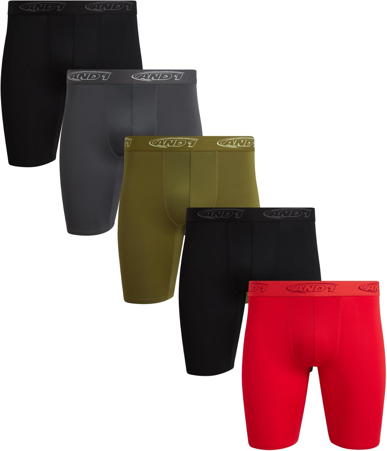 Mens Boxer Briefs - 5 Pack Performance Stretch Mens Underwear Long Leg Boxers for Men with Contour Pouch (Sizes: S-3XL)