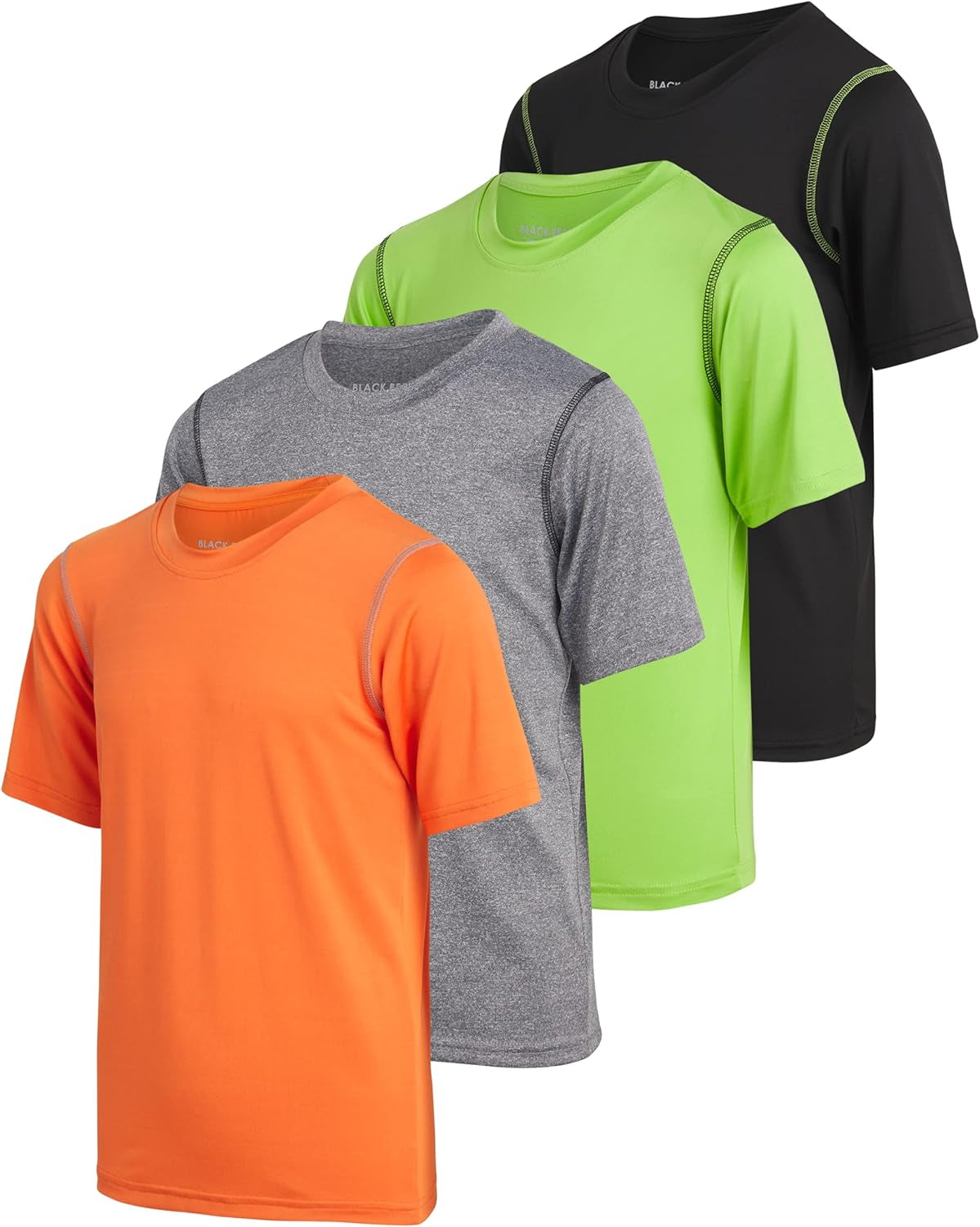 Boys Youth Dry Fit T-Shirt Set - 4 Pack of Performance Short Sleeve Active Tees for Ages 4-18 in Vibrant Colors