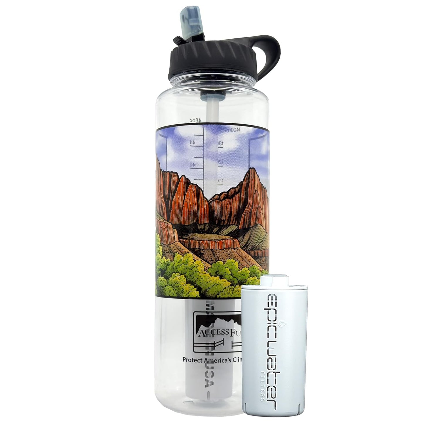 Nalgene OG Water Bottle with Filter, USA Made, BPA Free, Removes 99.99% Tap Water Contaminants, Forever Chemicals, Smoke Grey, 32 Oz