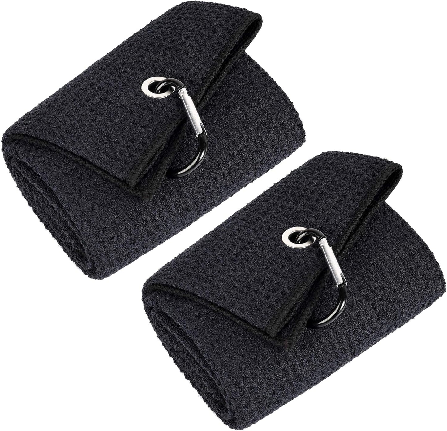 Tri-Fold Golf Towel | Premium Microfiber Fabric | Waffle Pattern | with Heavy Duty Carabiner Clip | Golf Towel for Men and Women (Dark Graygolf Towel)