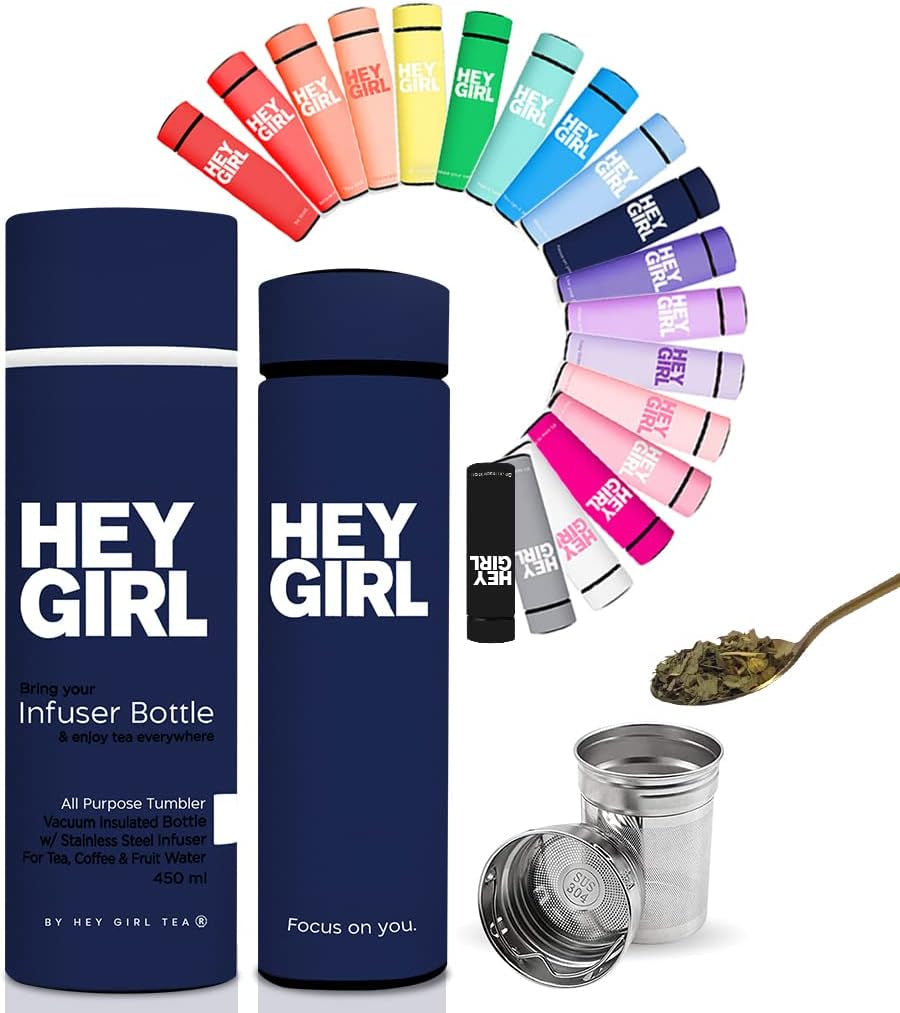 Infuser Bottle 450Ml - Insulated Stainless Steel Water Bottle - Tea Tumbler with Tea Diffuser - Portable Travel Mug for Loose Leaf Tea & Infused Water - Tea Lovers Gifts for Women