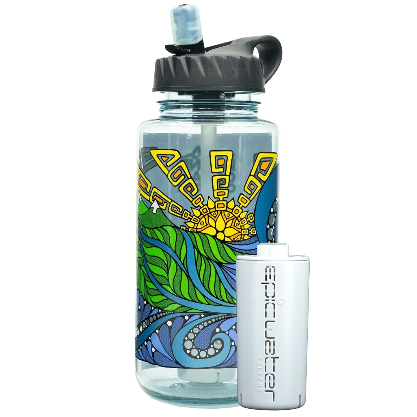 Nalgene OG Water Bottle with Filter, USA Made, BPA Free, Removes 99.99% Tap Water Contaminants, Forever Chemicals, Smoke Grey, 32 Oz