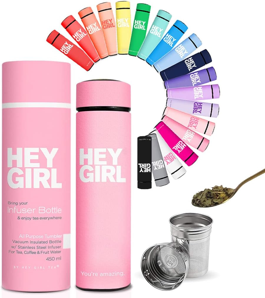 Infuser Bottle 450Ml - Insulated Stainless Steel Water Bottle - Tea Tumbler with Tea Diffuser - Portable Travel Mug for Loose Leaf Tea & Infused Water - Tea Lovers Gifts for Women
