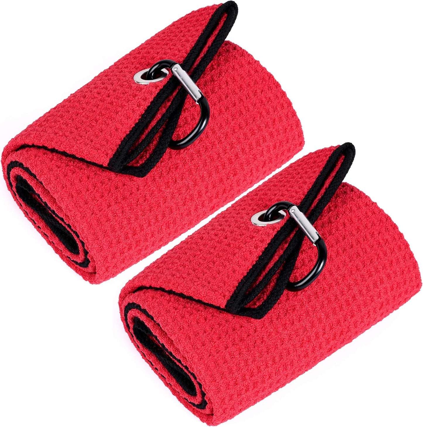Tri-Fold Golf Towel | Premium Microfiber Fabric | Waffle Pattern | with Heavy Duty Carabiner Clip | Golf Towel for Men and Women (Dark Graygolf Towel)