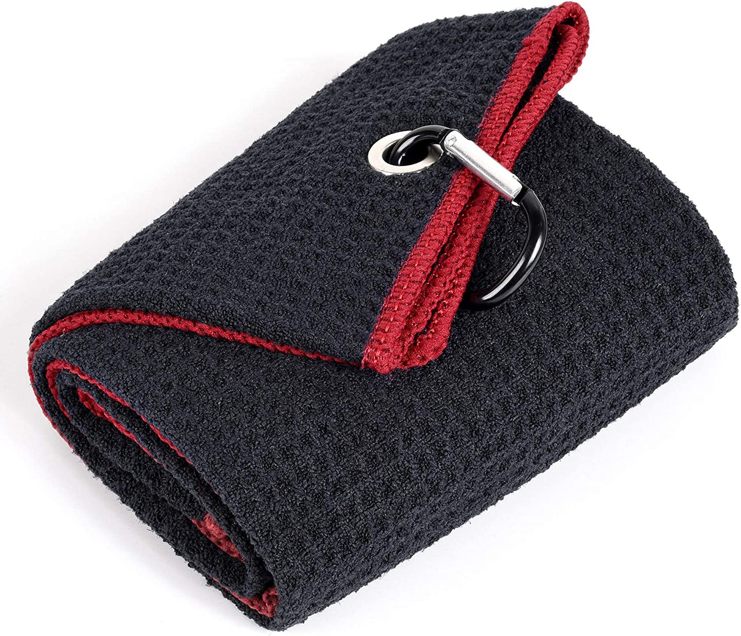 Tri-Fold Golf Towel | Premium Microfiber Fabric | Waffle Pattern | with Heavy Duty Carabiner Clip | Golf Towel for Men and Women (Dark Graygolf Towel)