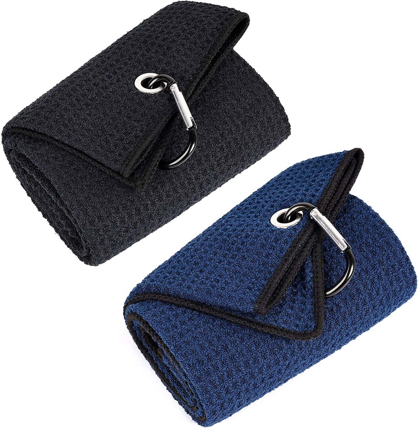 Tri-Fold Golf Towel | Premium Microfiber Fabric | Waffle Pattern | with Heavy Duty Carabiner Clip | Golf Towel for Men and Women (Dark Graygolf Towel)