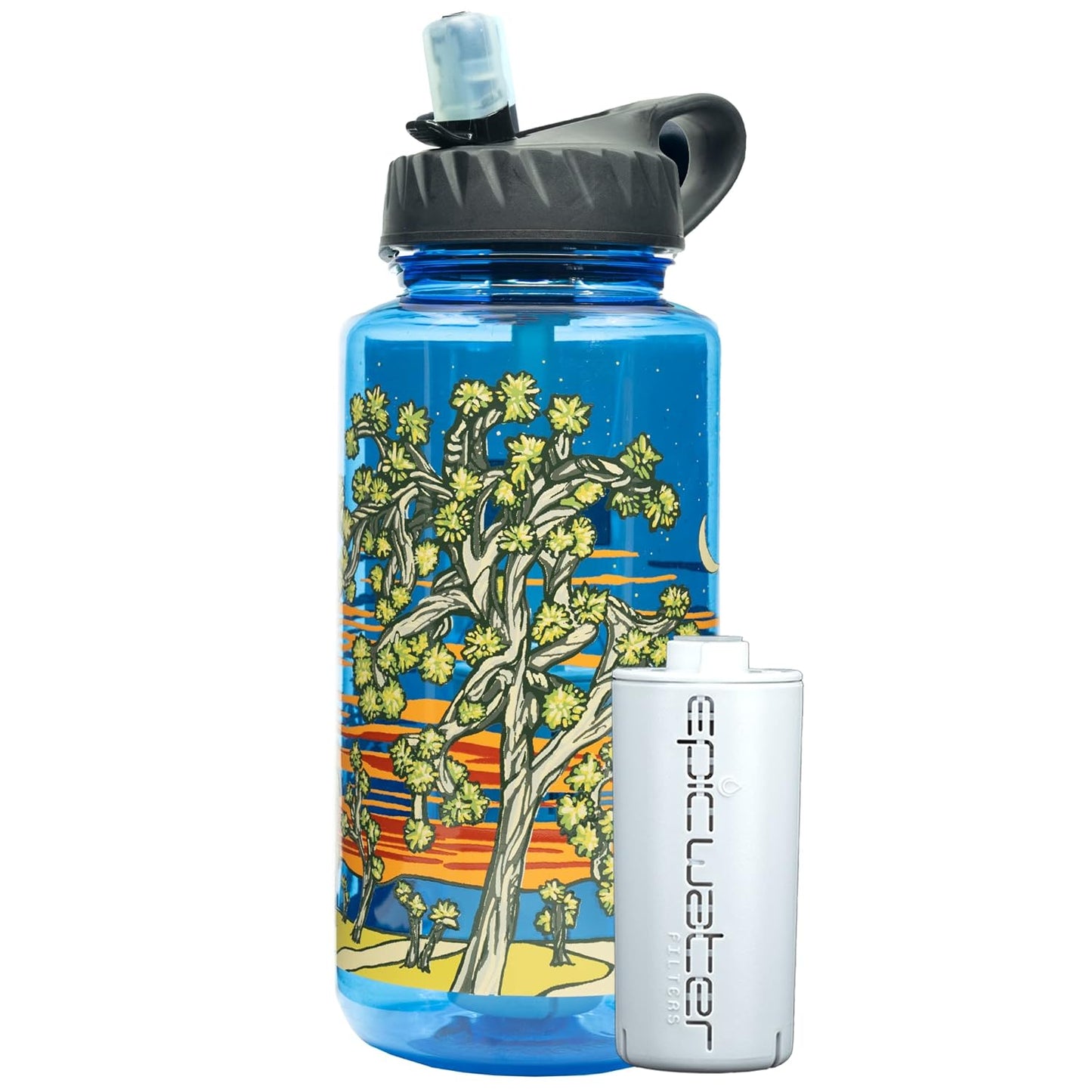 Nalgene OG Water Bottle with Filter, USA Made, BPA Free, Removes 99.99% Tap Water Contaminants, Forever Chemicals, Smoke Grey, 32 Oz