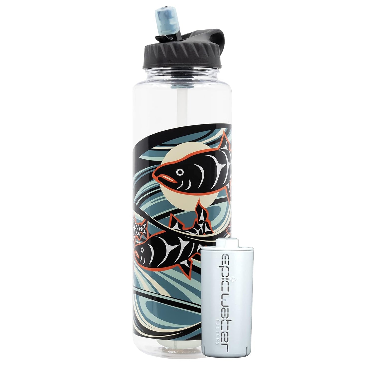 Nalgene OG Water Bottle with Filter, USA Made, BPA Free, Removes 99.99% Tap Water Contaminants, Forever Chemicals, Smoke Grey, 32 Oz