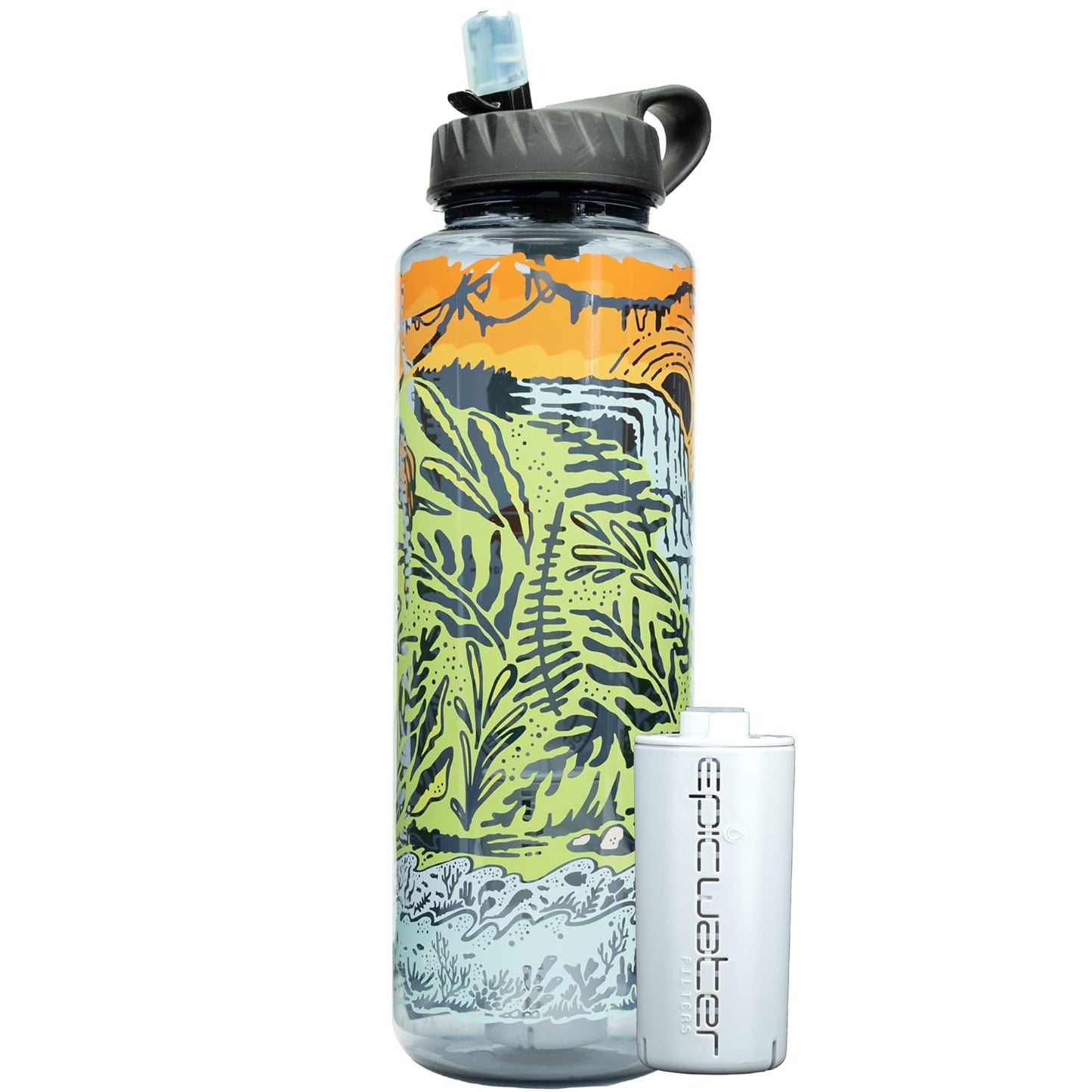 Nalgene OG Water Bottle with Filter, USA Made, BPA Free, Removes 99.99% Tap Water Contaminants, Forever Chemicals, Smoke Grey, 32 Oz