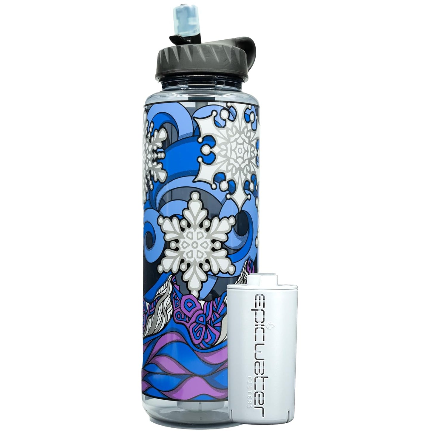 Nalgene OG Water Bottle with Filter, USA Made, BPA Free, Removes 99.99% Tap Water Contaminants, Forever Chemicals, Smoke Grey, 32 Oz