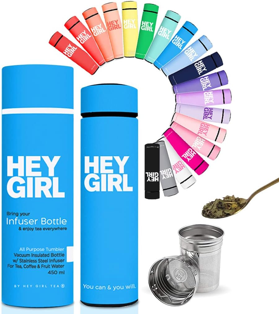Infuser Bottle 450Ml - Insulated Stainless Steel Water Bottle - Tea Tumbler with Tea Diffuser - Portable Travel Mug for Loose Leaf Tea & Infused Water - Tea Lovers Gifts for Women