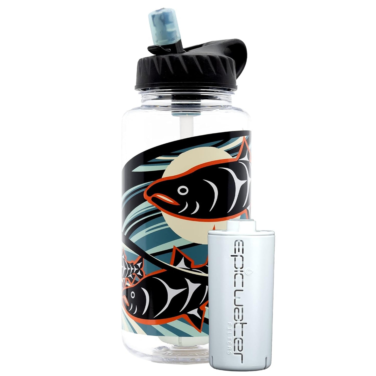 Nalgene OG Water Bottle with Filter, USA Made, BPA Free, Removes 99.99% Tap Water Contaminants, Forever Chemicals, Smoke Grey, 32 Oz