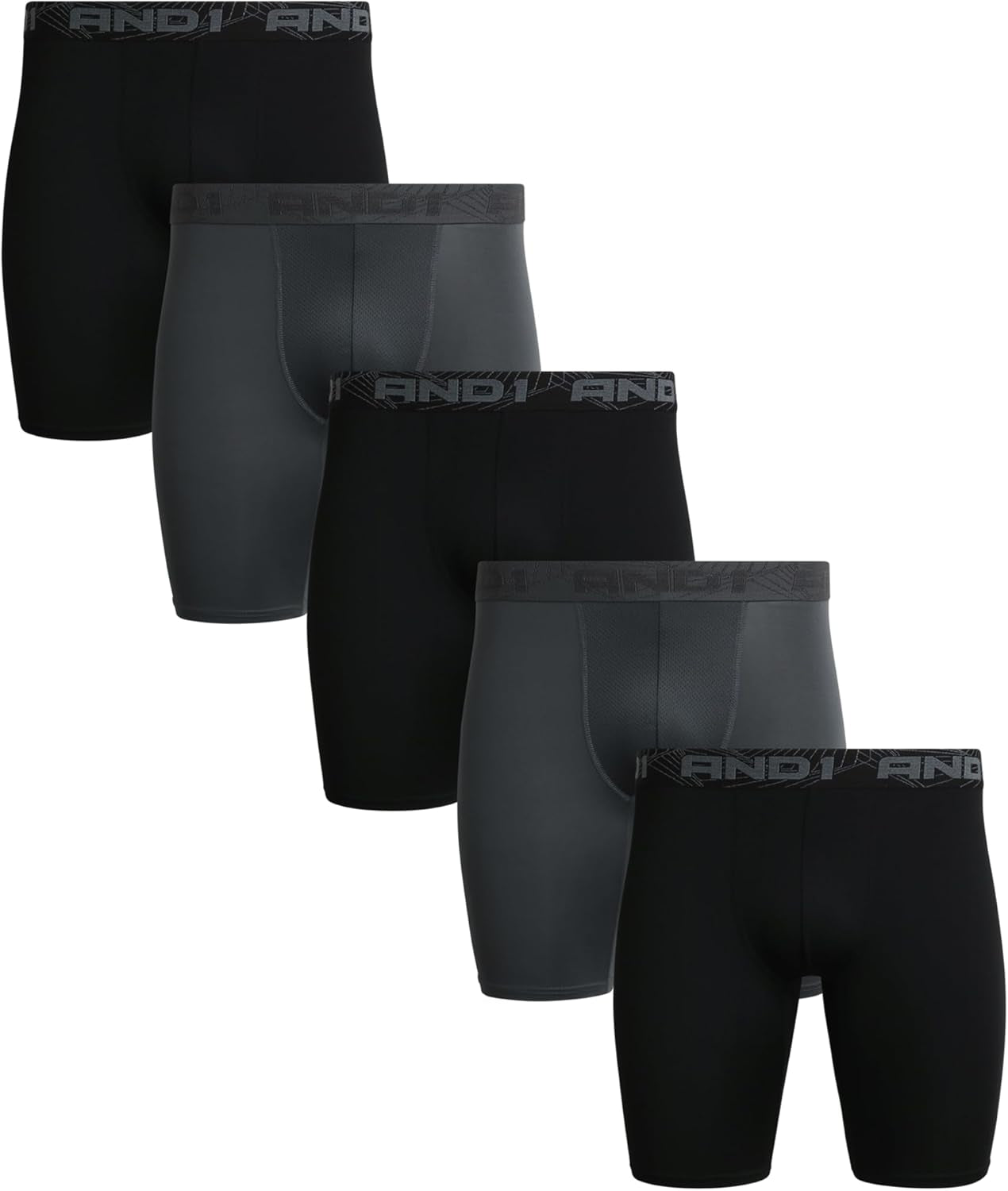 Mens Boxer Briefs - 5 Pack Performance Stretch Mens Underwear Long Leg Boxers for Men with Contour Pouch (Sizes: S-3XL)