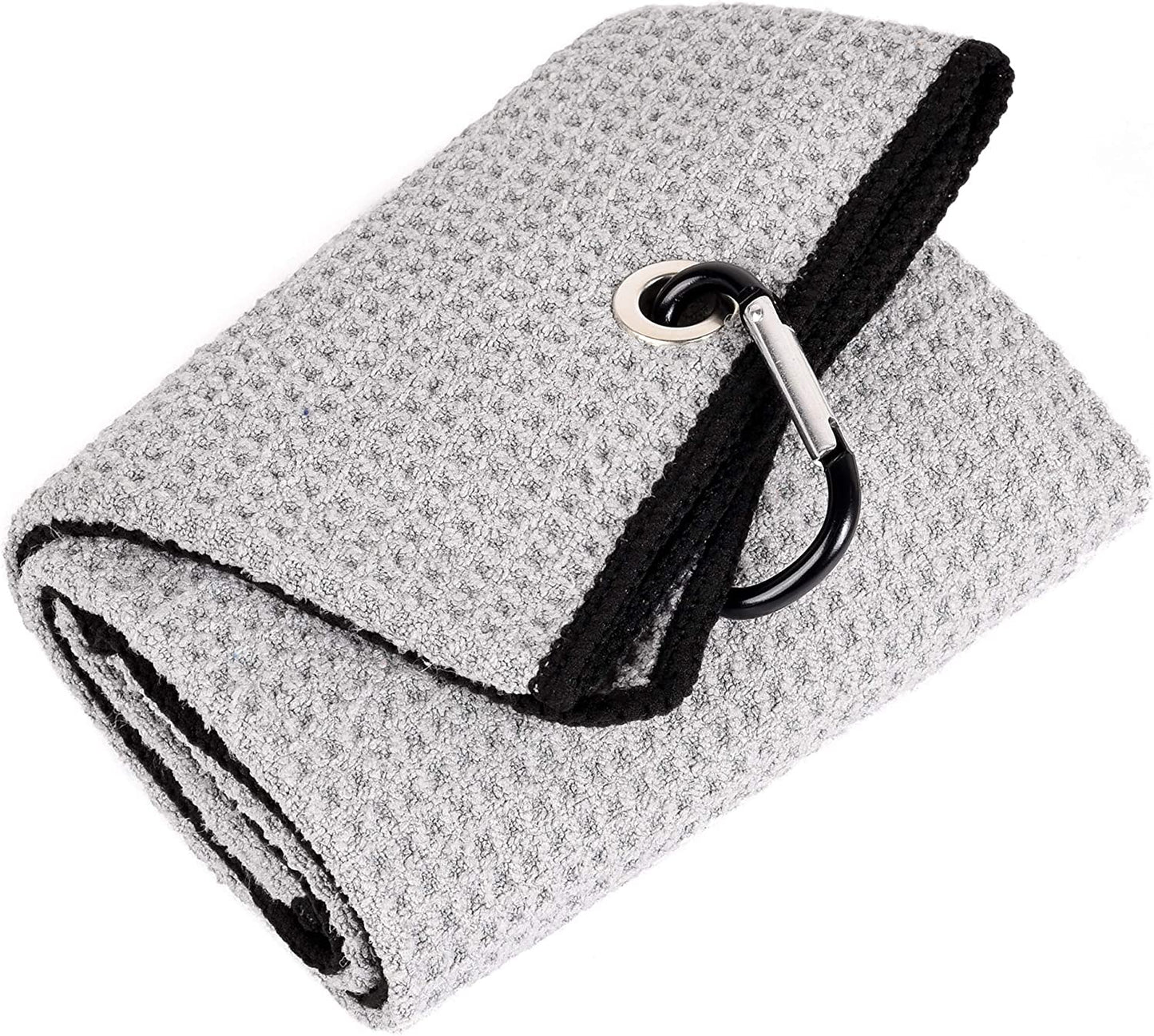 Tri-Fold Golf Towel | Premium Microfiber Fabric | Waffle Pattern | with Heavy Duty Carabiner Clip | Golf Towel for Men and Women (Dark Graygolf Towel)