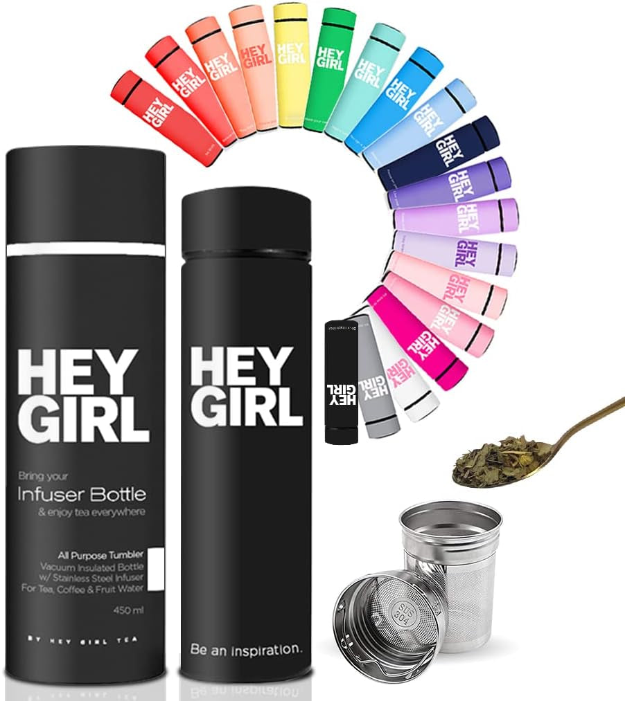 Infuser Bottle 450Ml - Insulated Stainless Steel Water Bottle - Tea Tumbler with Tea Diffuser - Portable Travel Mug for Loose Leaf Tea & Infused Water - Tea Lovers Gifts for Women