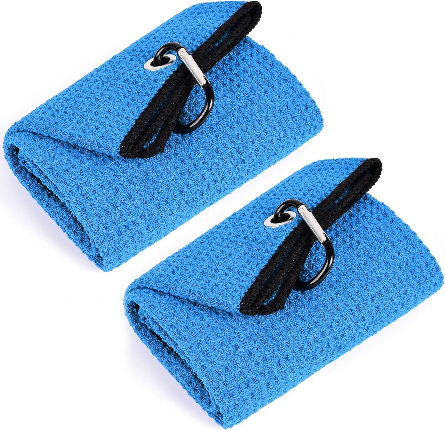 Tri-Fold Golf Towel | Premium Microfiber Fabric | Waffle Pattern | with Heavy Duty Carabiner Clip | Golf Towel for Men and Women (Dark Graygolf Towel)