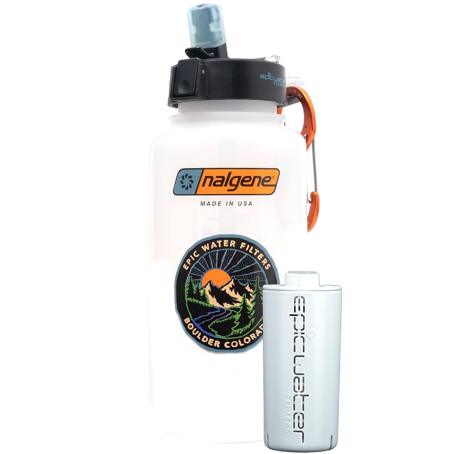 Nalgene OG Water Bottle with Filter, USA Made, BPA Free, Removes 99.99% Tap Water Contaminants, Forever Chemicals, Smoke Grey, 32 Oz