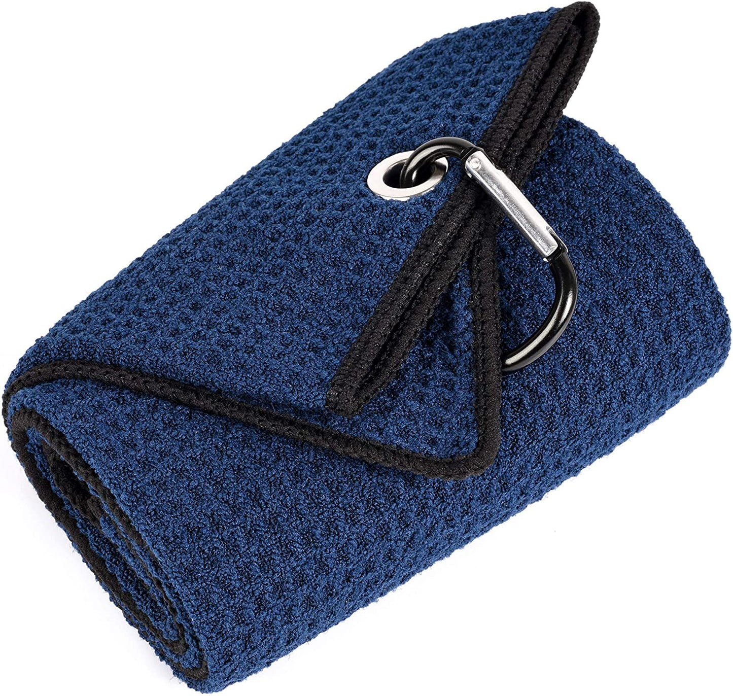 Tri-Fold Golf Towel | Premium Microfiber Fabric | Waffle Pattern | with Heavy Duty Carabiner Clip | Golf Towel for Men and Women (Dark Graygolf Towel)