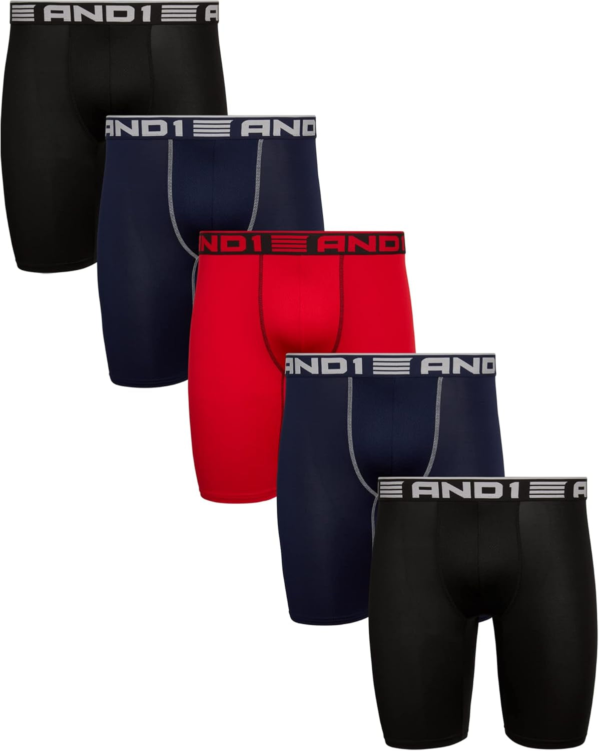 Mens Boxer Briefs - 5 Pack Performance Stretch Mens Underwear Long Leg Boxers for Men with Contour Pouch (Sizes: S-3XL)