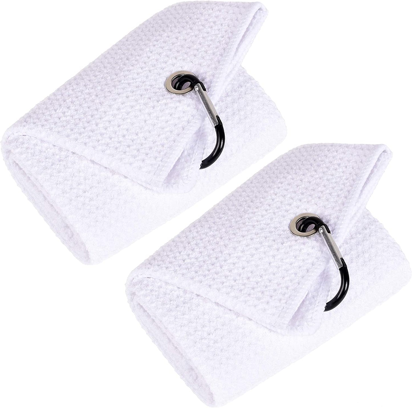 Tri-Fold Golf Towel | Premium Microfiber Fabric | Waffle Pattern | with Heavy Duty Carabiner Clip | Golf Towel for Men and Women (Dark Graygolf Towel)