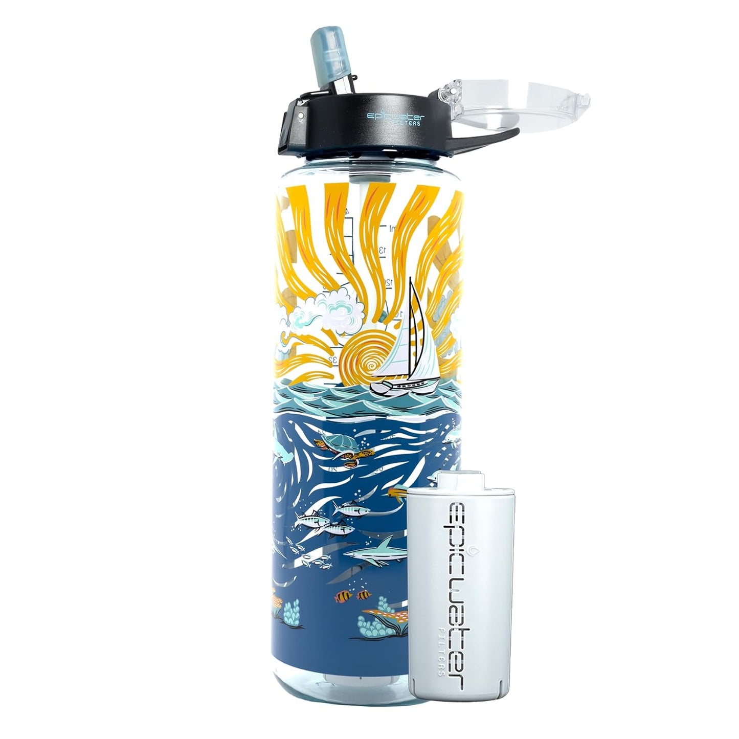 Nalgene OG Water Bottle with Filter, USA Made, BPA Free, Removes 99.99% Tap Water Contaminants, Forever Chemicals, Smoke Grey, 32 Oz