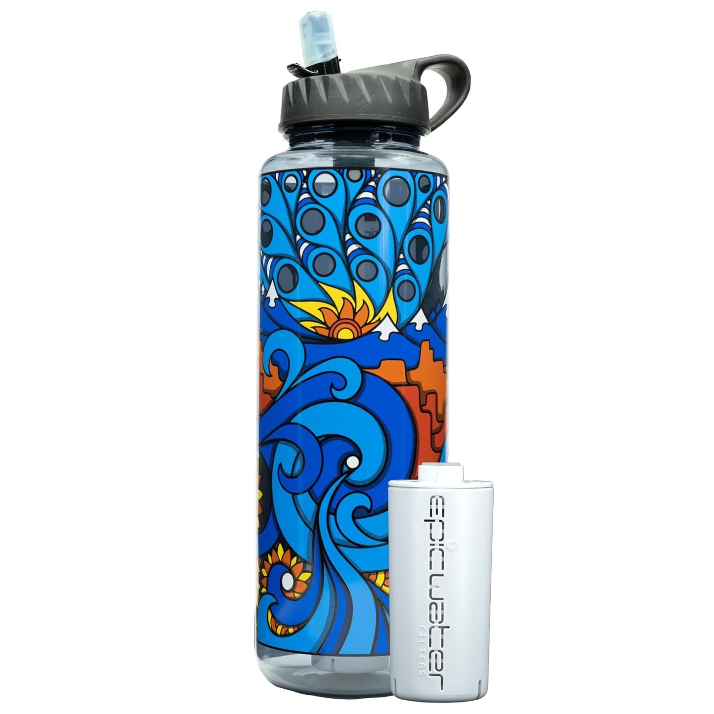 Nalgene OG Water Bottle with Filter, USA Made, BPA Free, Removes 99.99% Tap Water Contaminants, Forever Chemicals, Smoke Grey, 32 Oz