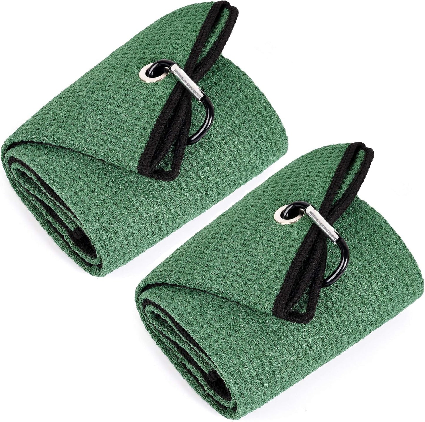 Tri-Fold Golf Towel | Premium Microfiber Fabric | Waffle Pattern | with Heavy Duty Carabiner Clip | Golf Towel for Men and Women (Dark Graygolf Towel)