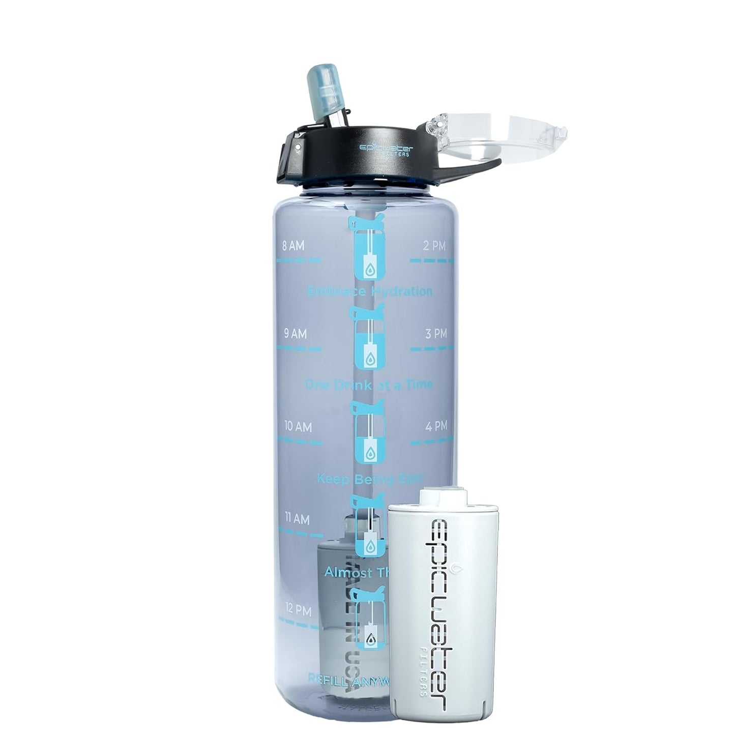 Nalgene OG Water Bottle with Filter, USA Made, BPA Free, Removes 99.99% Tap Water Contaminants, Forever Chemicals, Smoke Grey, 32 Oz