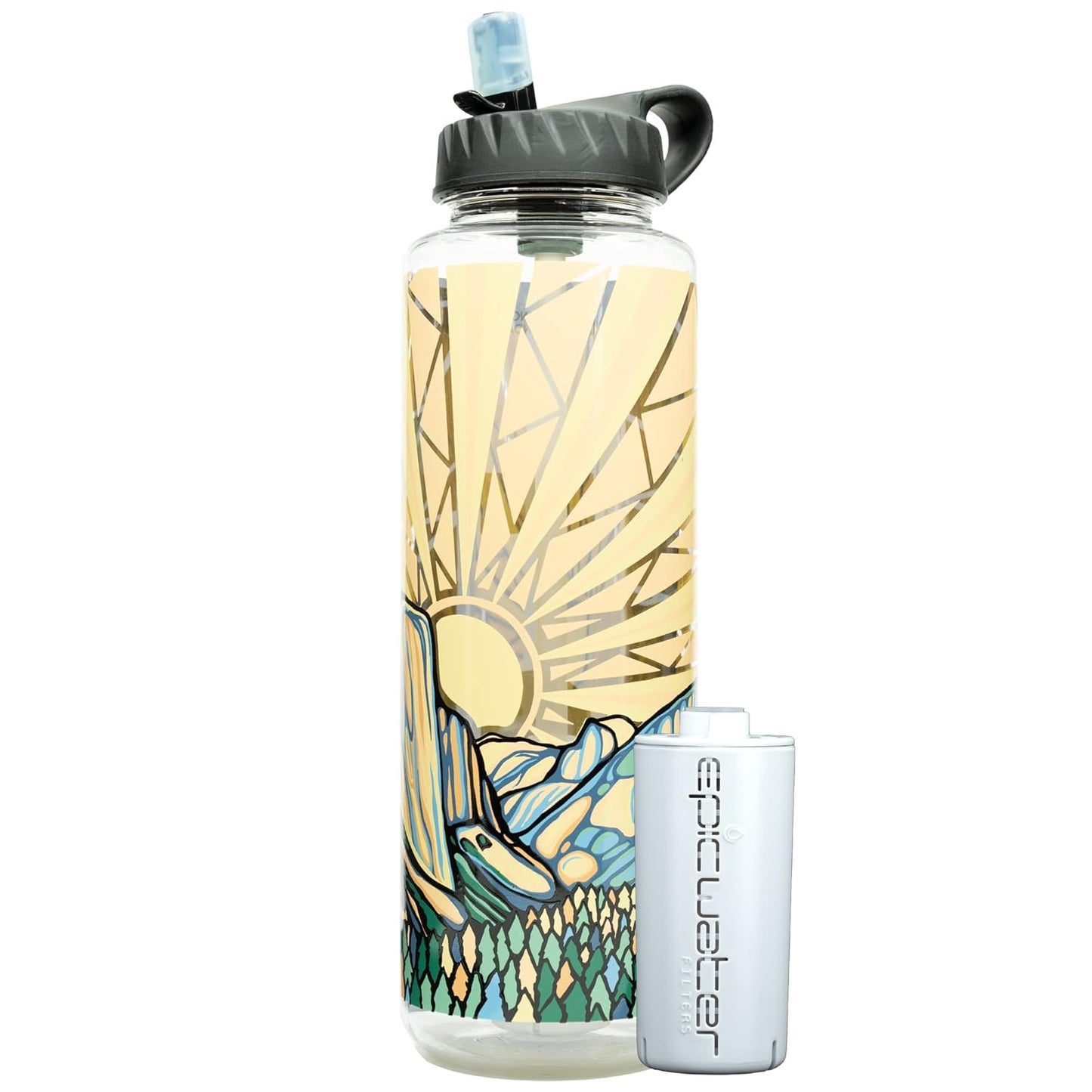 Nalgene OG Water Bottle with Filter, USA Made, BPA Free, Removes 99.99% Tap Water Contaminants, Forever Chemicals, Smoke Grey, 32 Oz