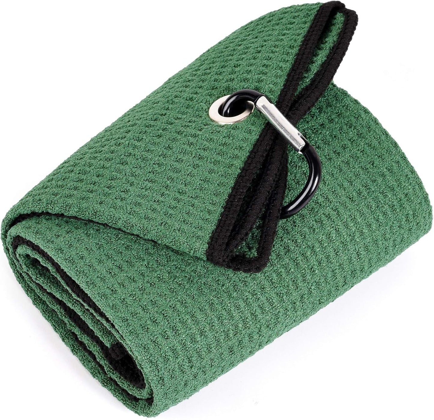 Tri-Fold Golf Towel | Premium Microfiber Fabric | Waffle Pattern | with Heavy Duty Carabiner Clip | Golf Towel for Men and Women (Dark Graygolf Towel)