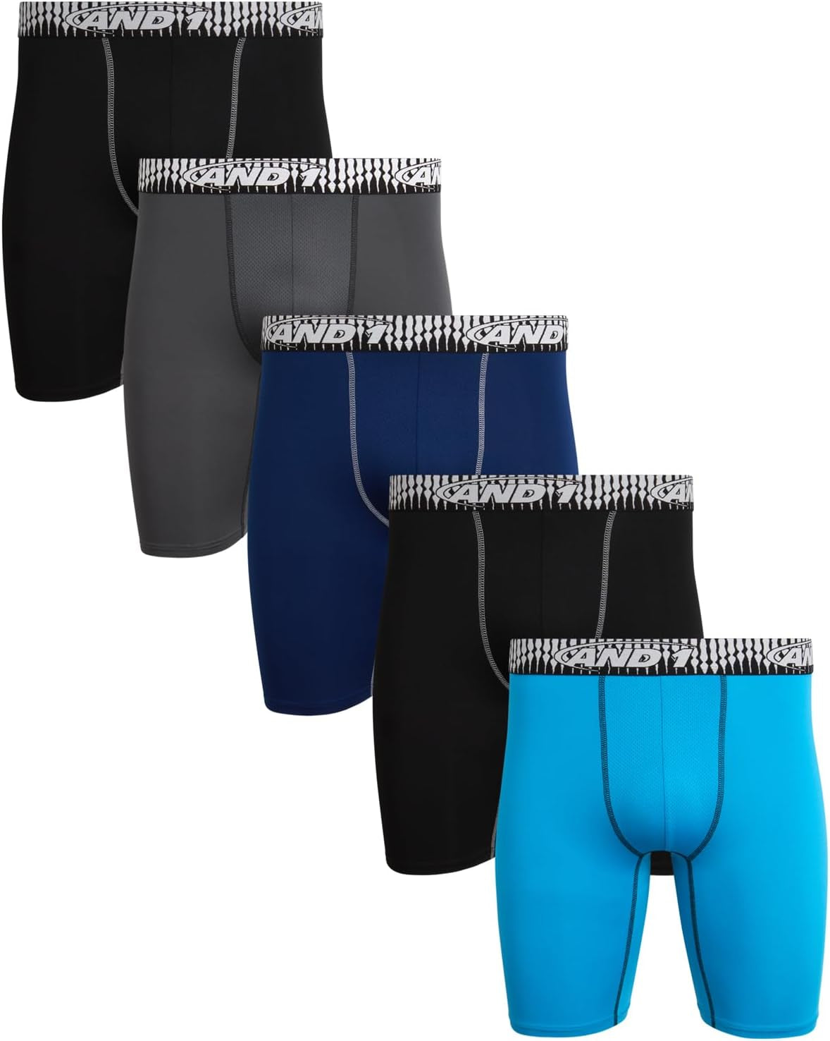 Mens Boxer Briefs - 5 Pack Performance Stretch Mens Underwear Long Leg Boxers for Men with Contour Pouch (Sizes: S-3XL)