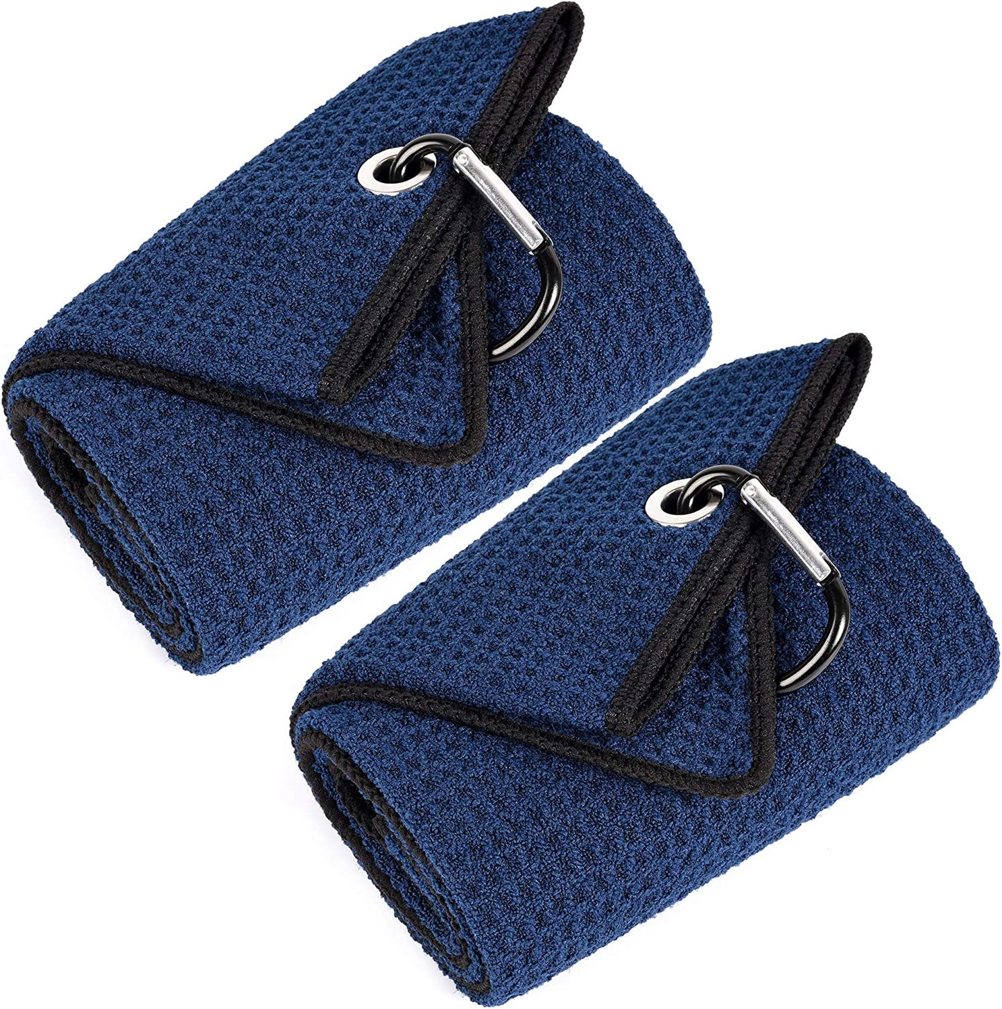 Tri-Fold Golf Towel | Premium Microfiber Fabric | Waffle Pattern | with Heavy Duty Carabiner Clip | Golf Towel for Men and Women (Dark Graygolf Towel)