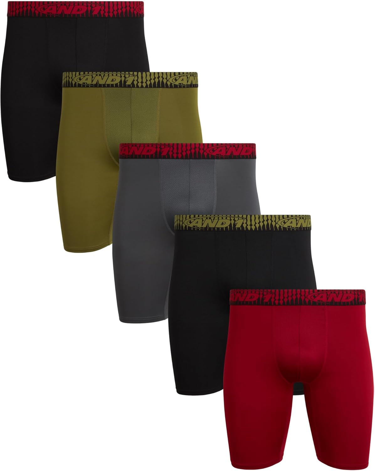 Mens Boxer Briefs - 5 Pack Performance Stretch Mens Underwear Long Leg Boxers for Men with Contour Pouch (Sizes: S-3XL)