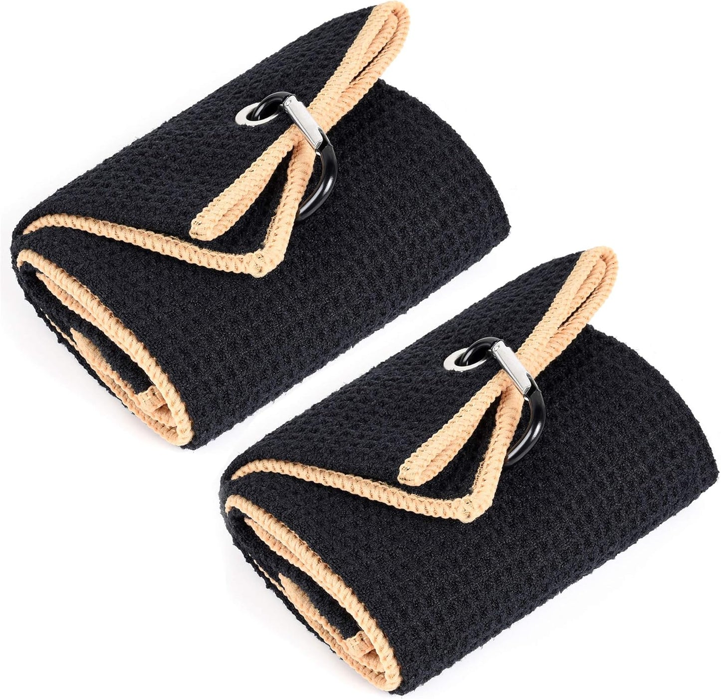 Tri-Fold Golf Towel | Premium Microfiber Fabric | Waffle Pattern | with Heavy Duty Carabiner Clip | Golf Towel for Men and Women (Dark Graygolf Towel)