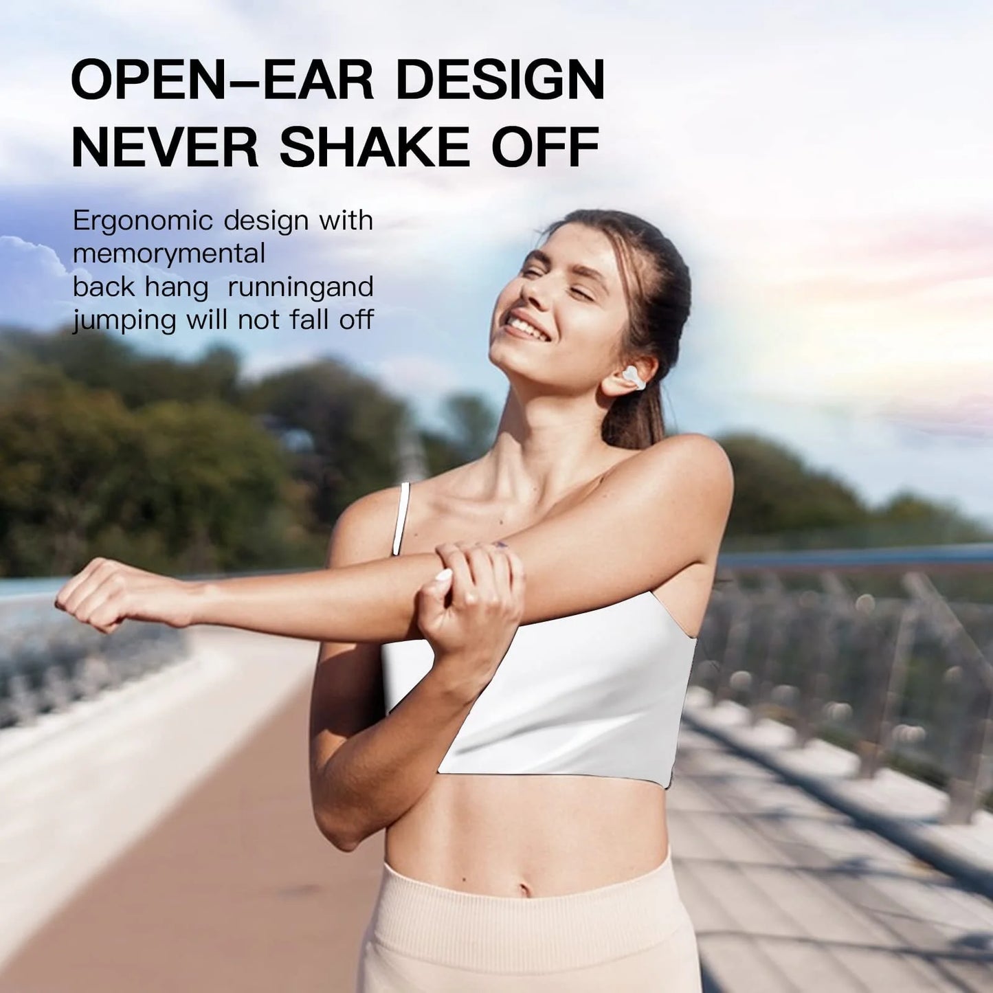 Wireless Ear Clip Bone Conduction Headphones Headset Clip on Open Ear Earbuds Bone Conduction Earbuds Head Set Workout Cycling Running Work Headphones Bone Conducting Induction Earphones