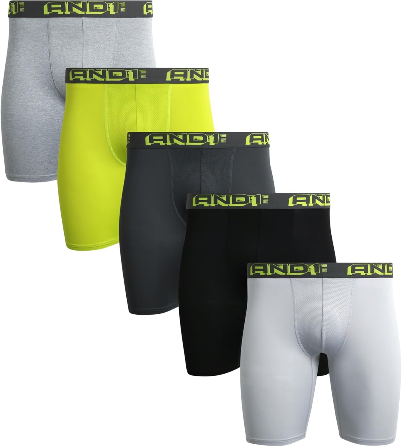 Mens Boxer Briefs - 5 Pack Performance Stretch Mens Underwear Long Leg Boxers for Men with Contour Pouch (Sizes: S-3XL)