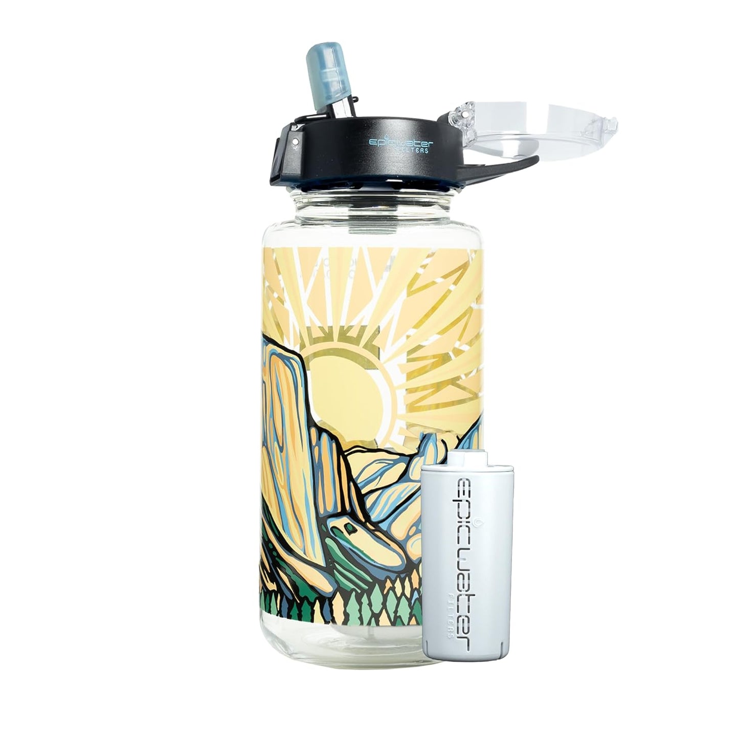 Nalgene OG Water Bottle with Filter, USA Made, BPA Free, Removes 99.99% Tap Water Contaminants, Forever Chemicals, Smoke Grey, 32 Oz